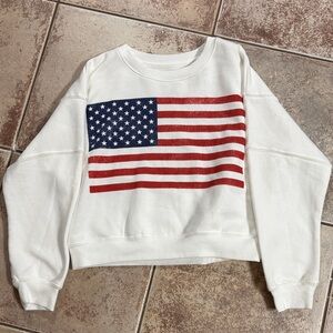 White American Cropped Flag Sweatshirt